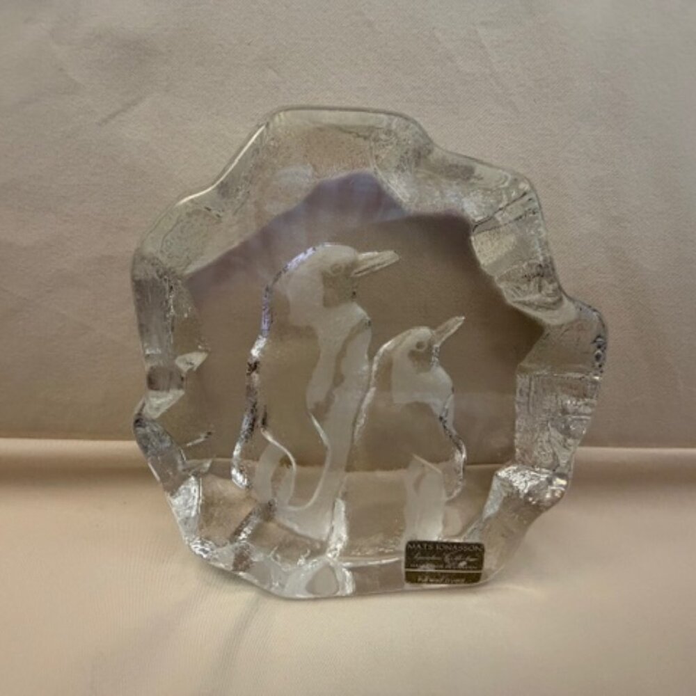 Mats Jonasson Crystal Penguin Sculpture